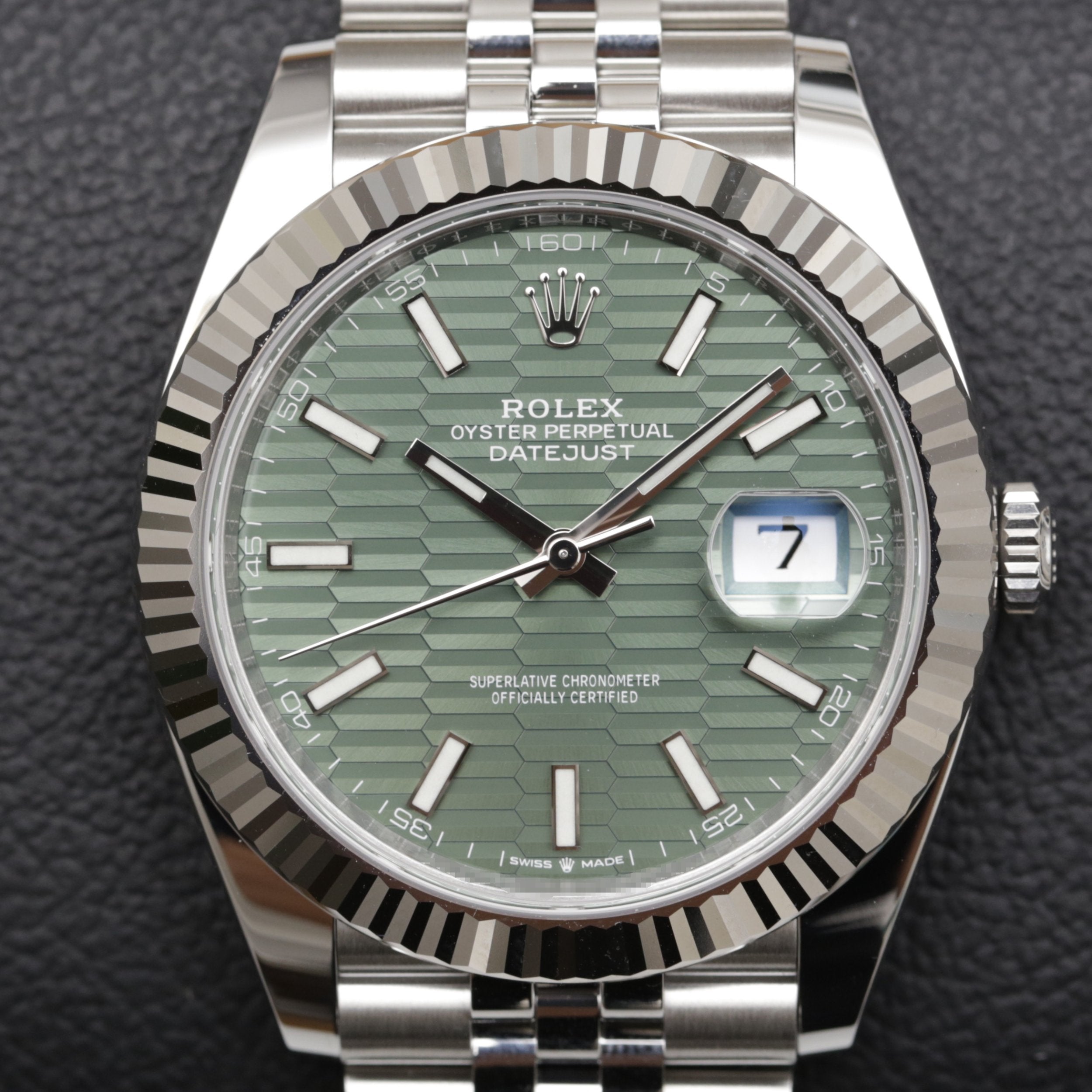 Rolex Datejust 41 Motif Green Dial Jubilee Bracelet (126334