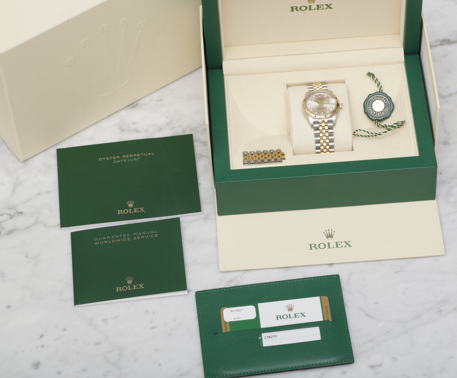 Rolex Datejust 31 half gold green diamond iv 278273, Luxury