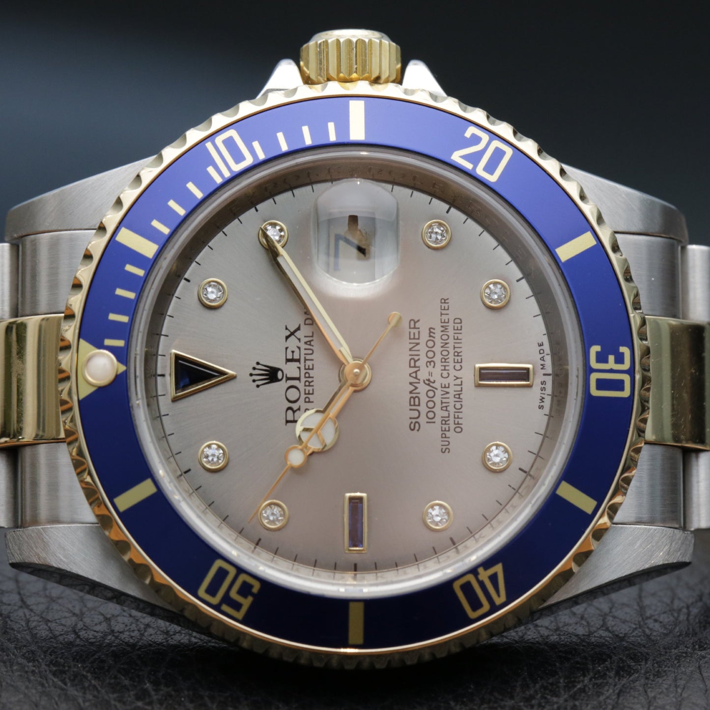 Rolex Submariner 16613 Silver Serti