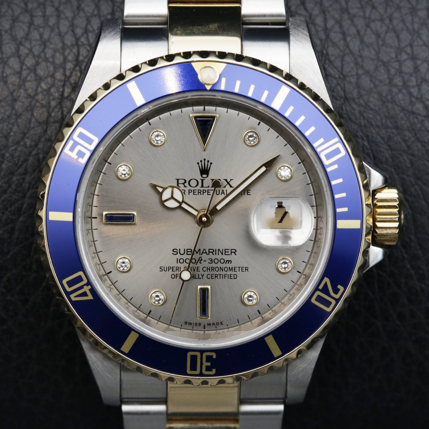 Rolex Submariner 16613 Silver Serti