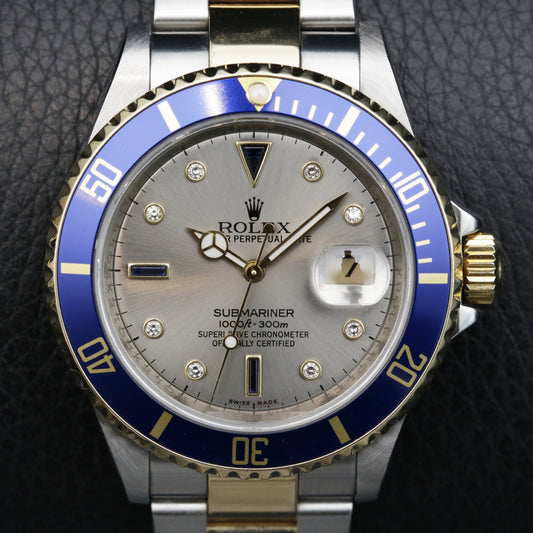 Rolex Submariner 16613 Silver Serti